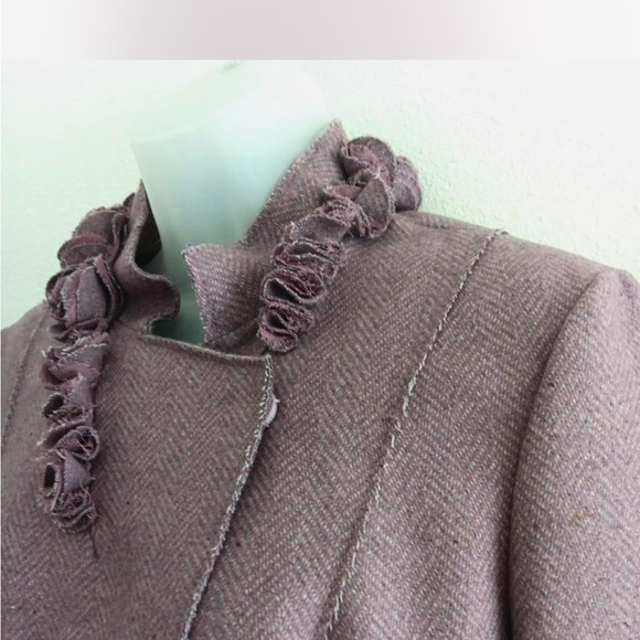 Banana Republic Italian Wool Blazer Size 14 | Lilac Purple Rosette Collar Jacket - Picture 5 of 12
